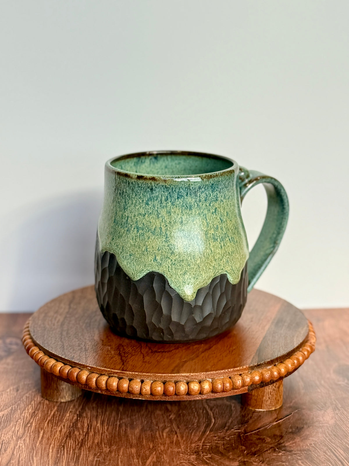 19 oz Teal Carved Mug