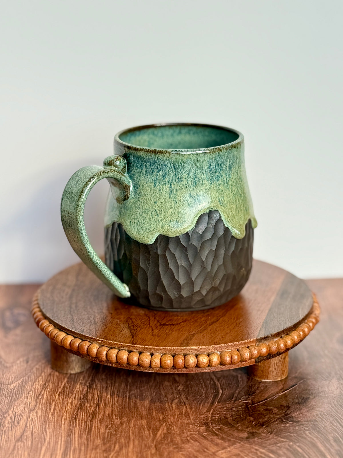 19 oz Teal Carved Mug