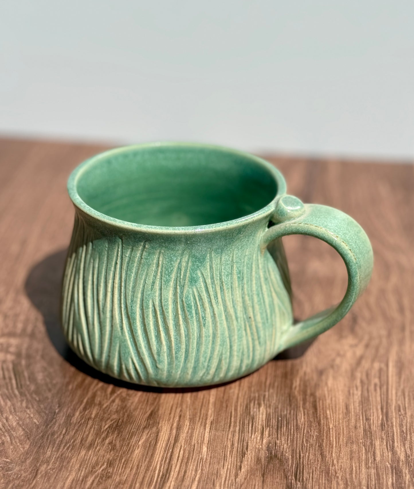 16 oz Green Carved Mug