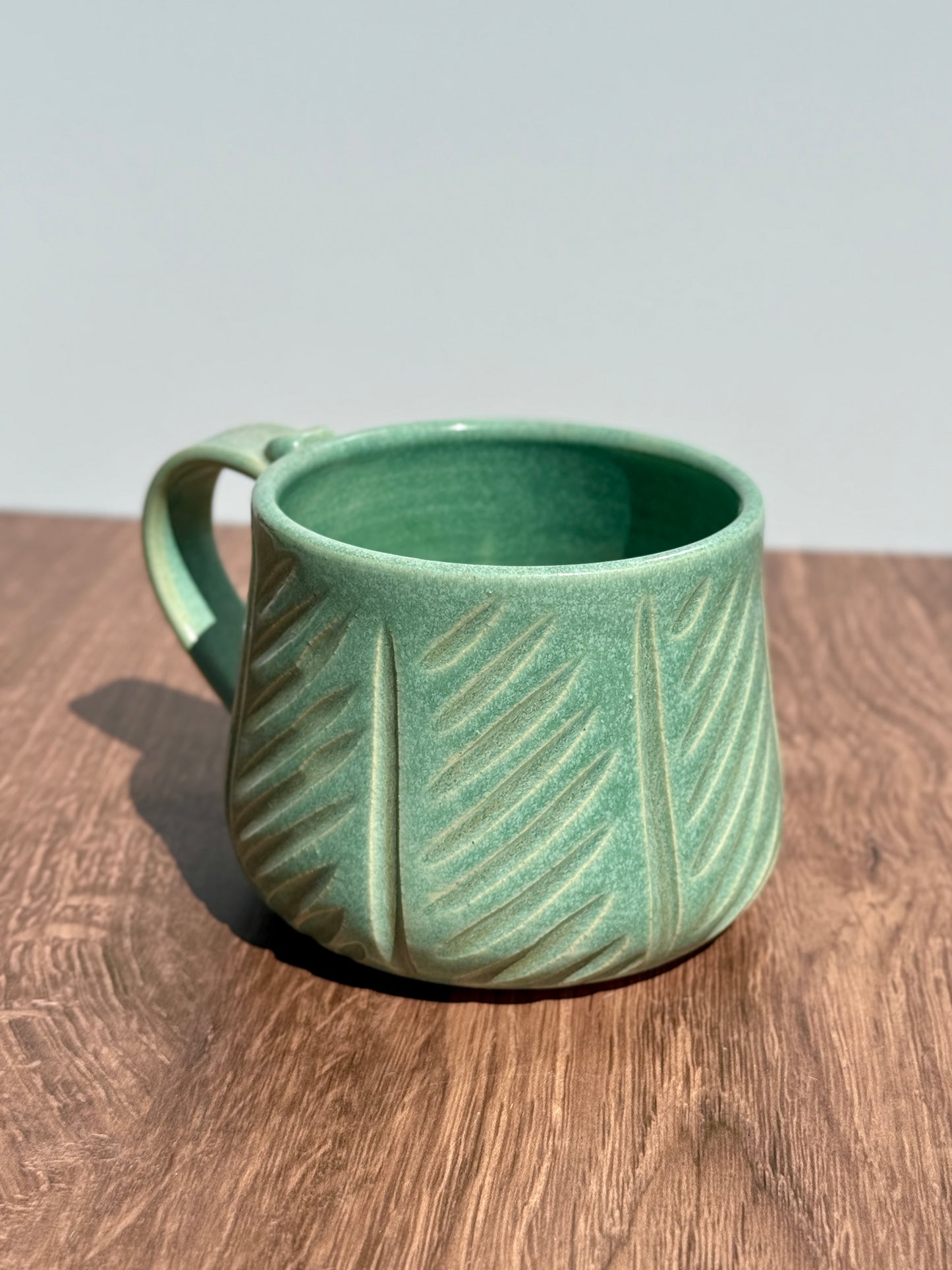 18 oz Green Carved Mug