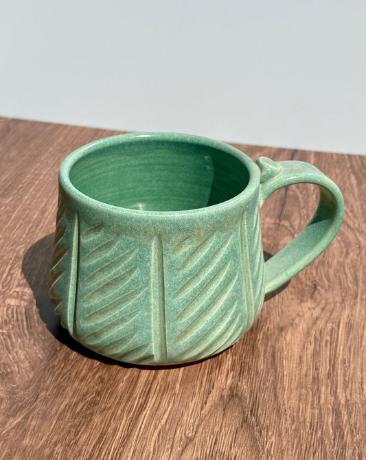 18 oz Green Carved Mug