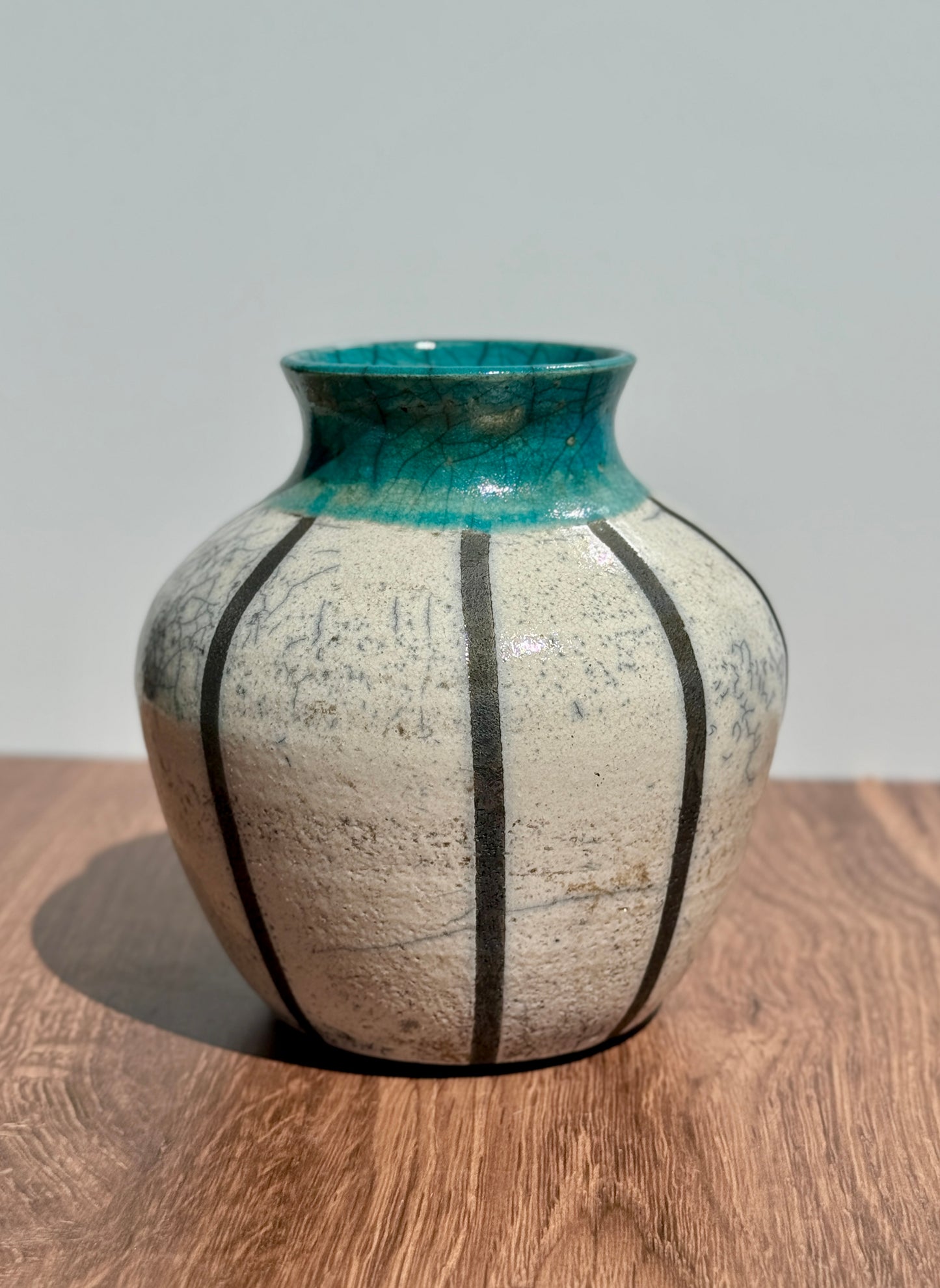 White Crackle Raku Vase