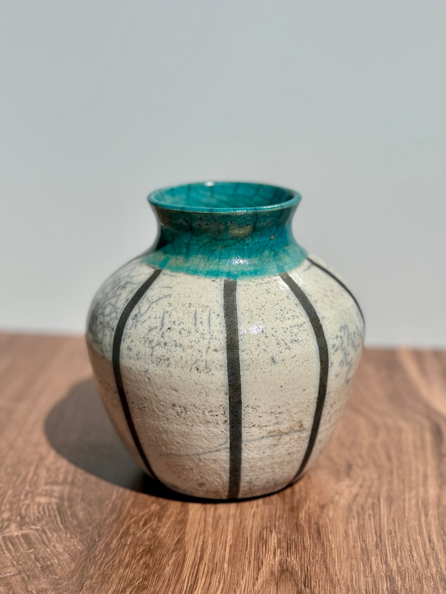 White Crackle Raku Vase