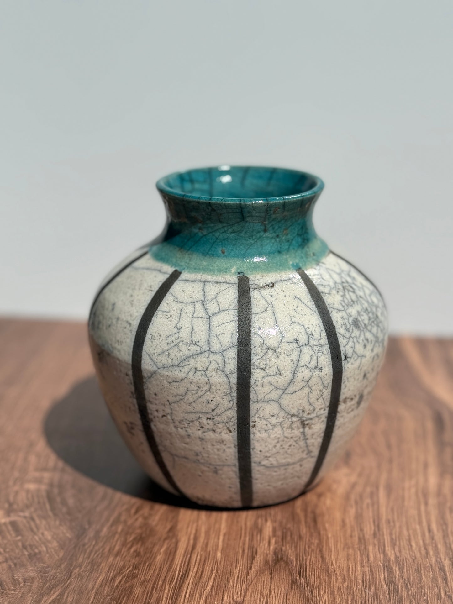 White Crackle Raku Vase