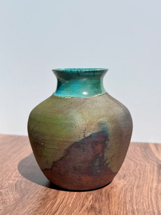 Matte Metallic Raku Vase