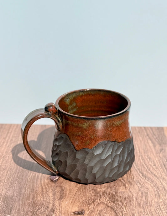 12 oz Brown & Black Carved Mug