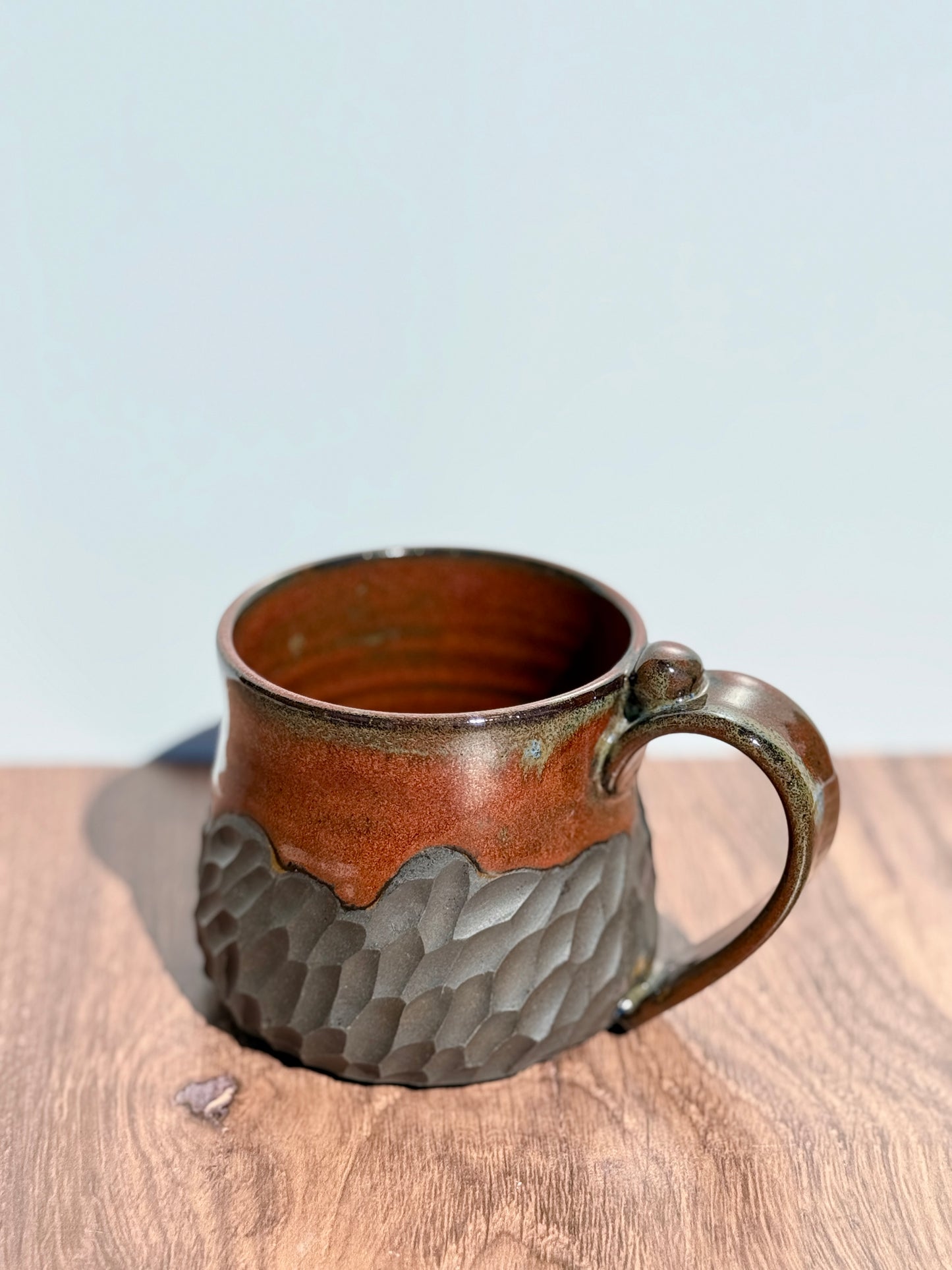 12 oz Brown & Black Carved Mug