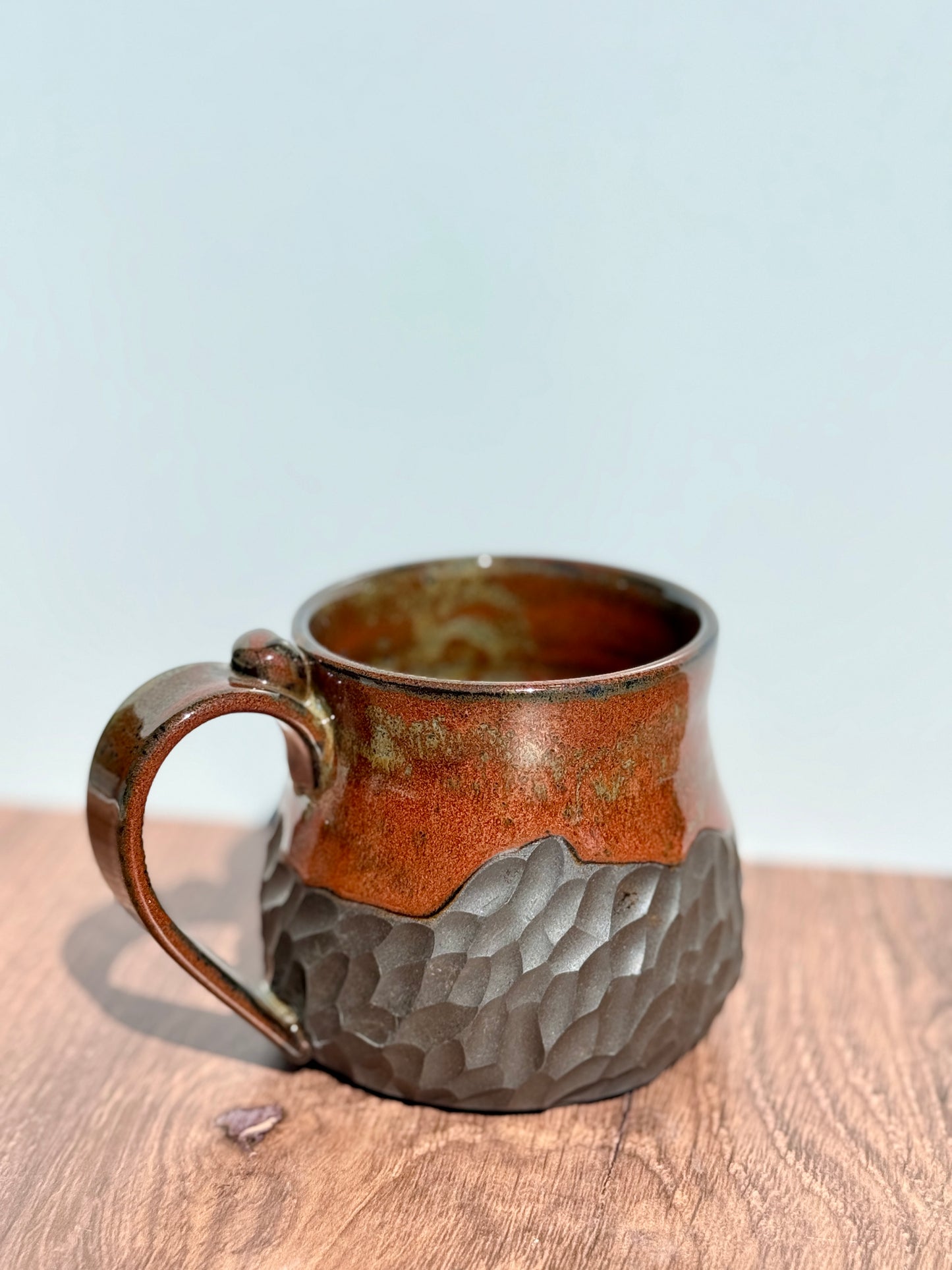 12 oz Brown & Black Carved Mug