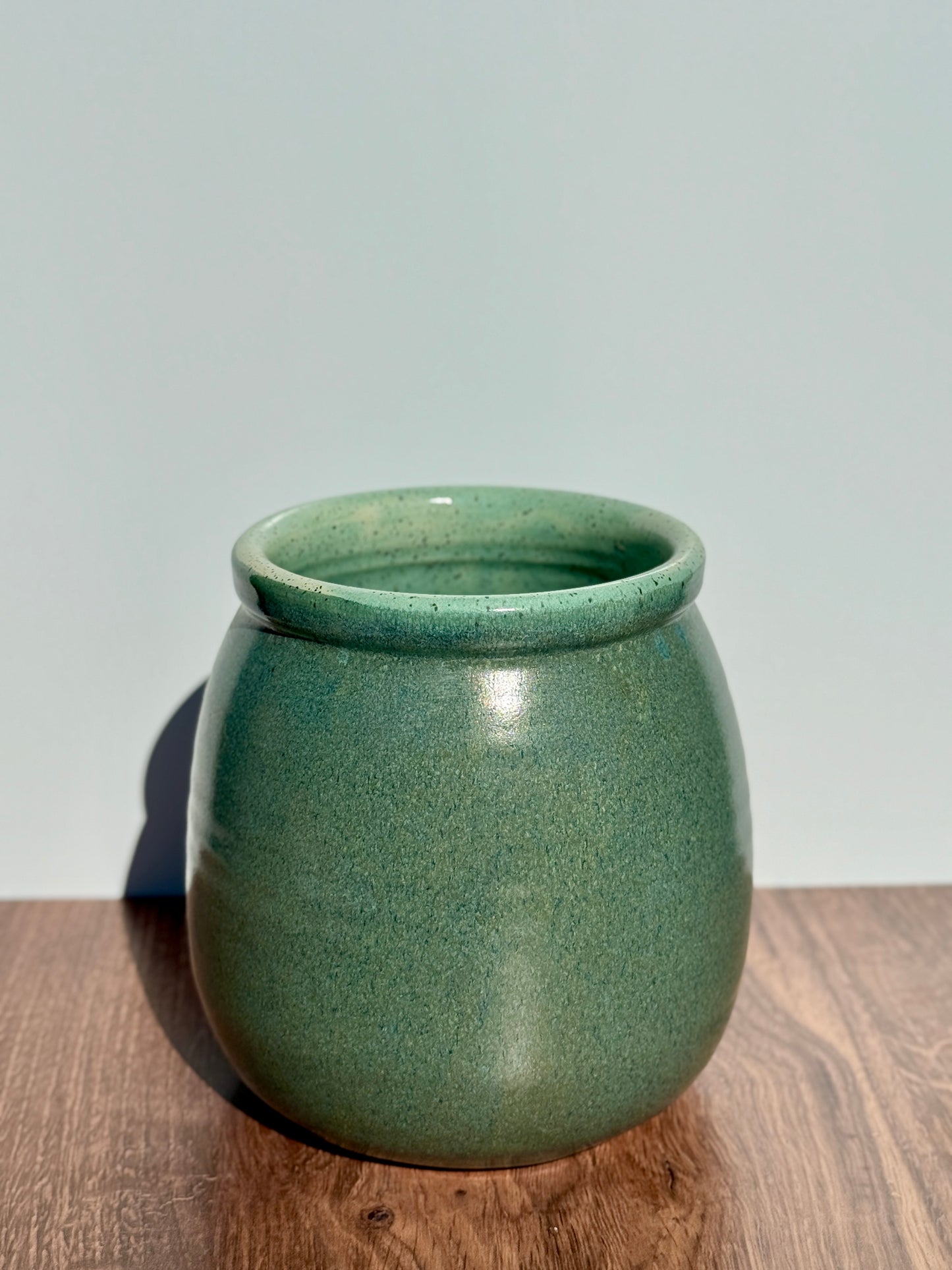 Teal Vase/ Utensil Crock