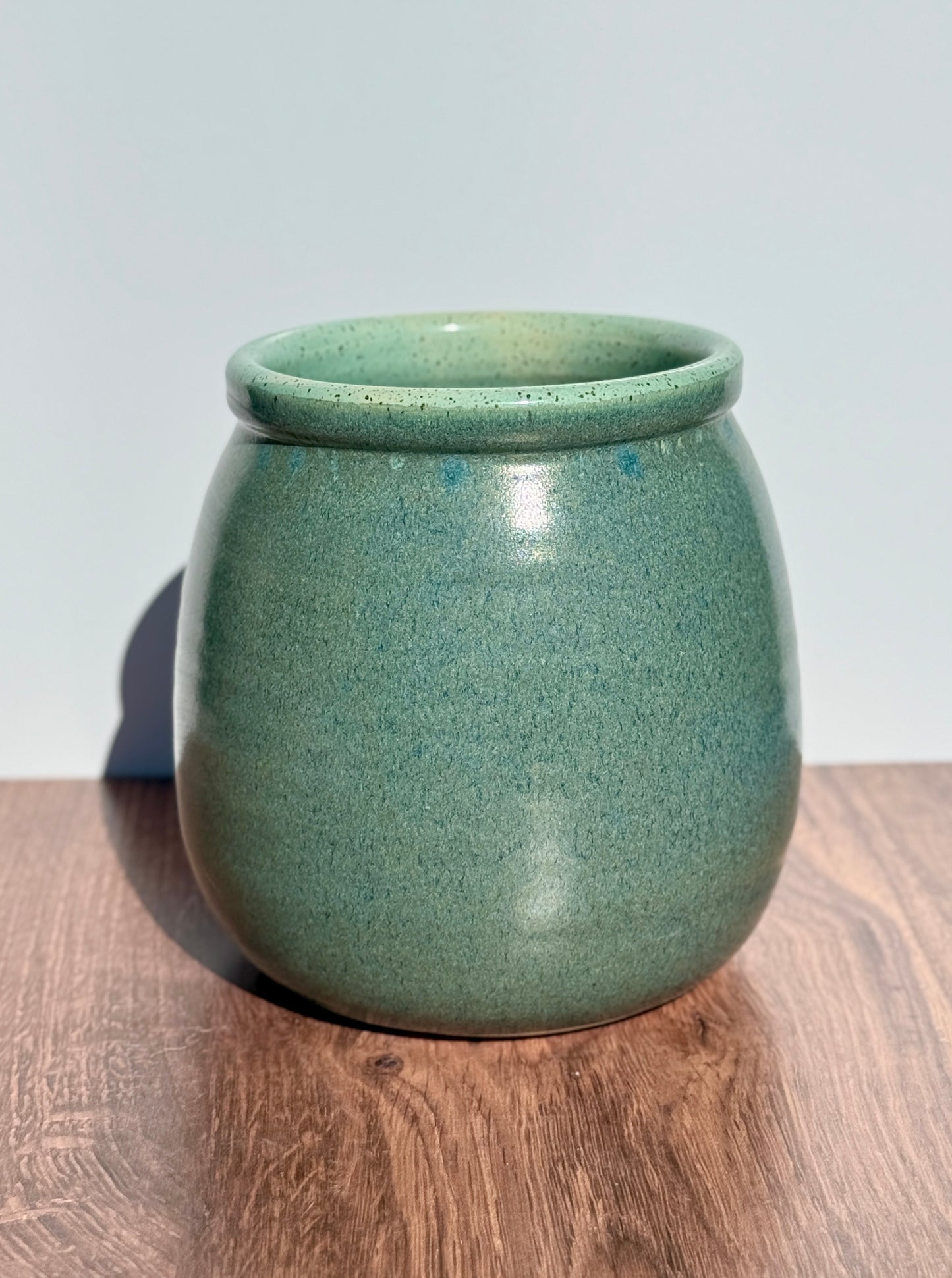 Teal Vase/ Utensil Crock