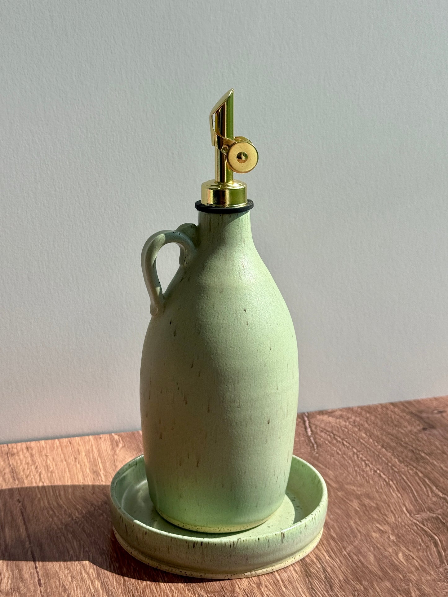 Green Oil Cruet & Dish Set