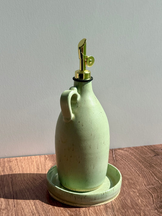 Green Oil Cruet & Dish Set