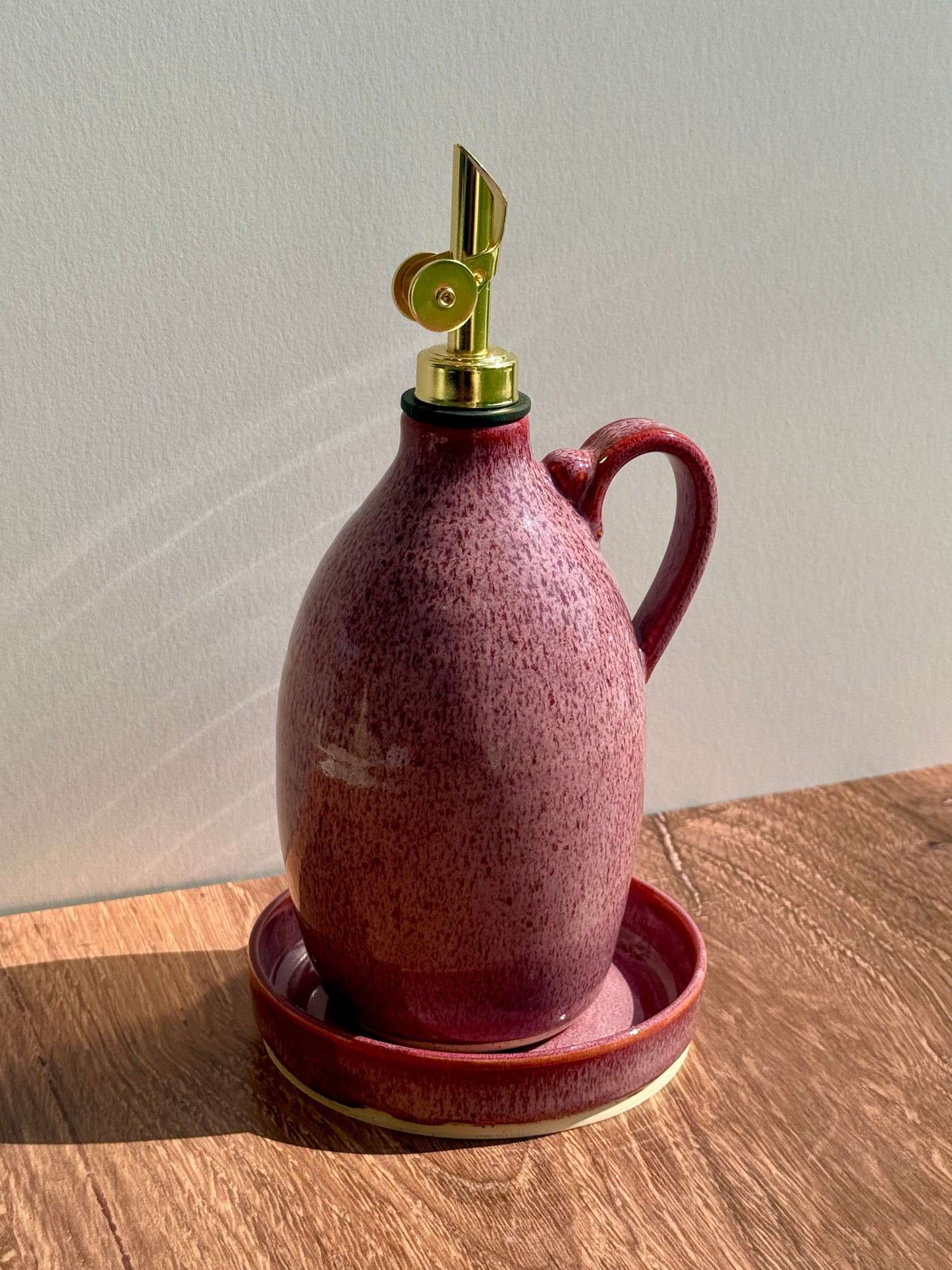 Pink Oil Cruet & Dish Set