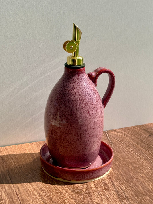 Pink Oil Cruet & Dish Set