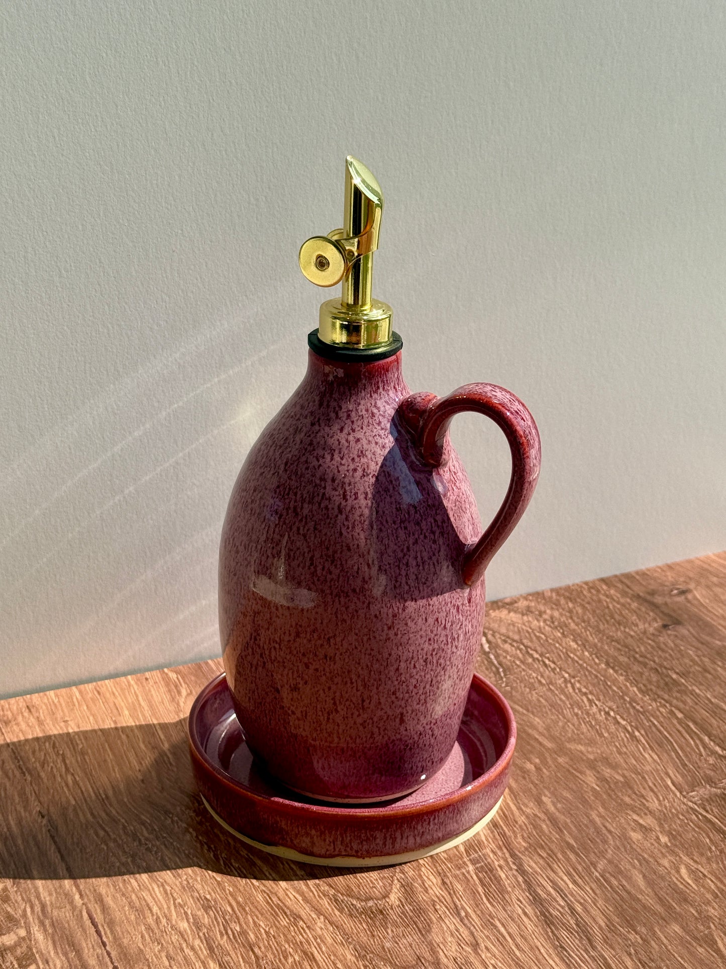 Pink Oil Cruet & Dish Set
