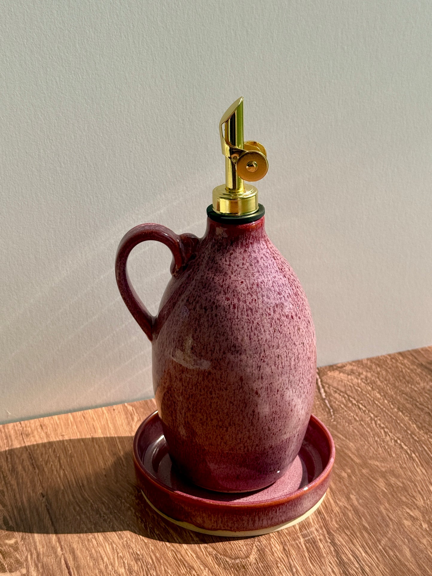 Pink Oil Cruet & Dish Set