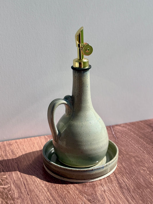 Dusty Blue Oil Cruet & Dish Set
