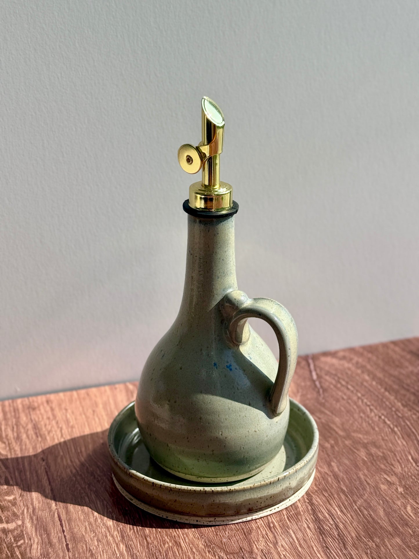 Dusty Blue Oil Cruet & Dish Set