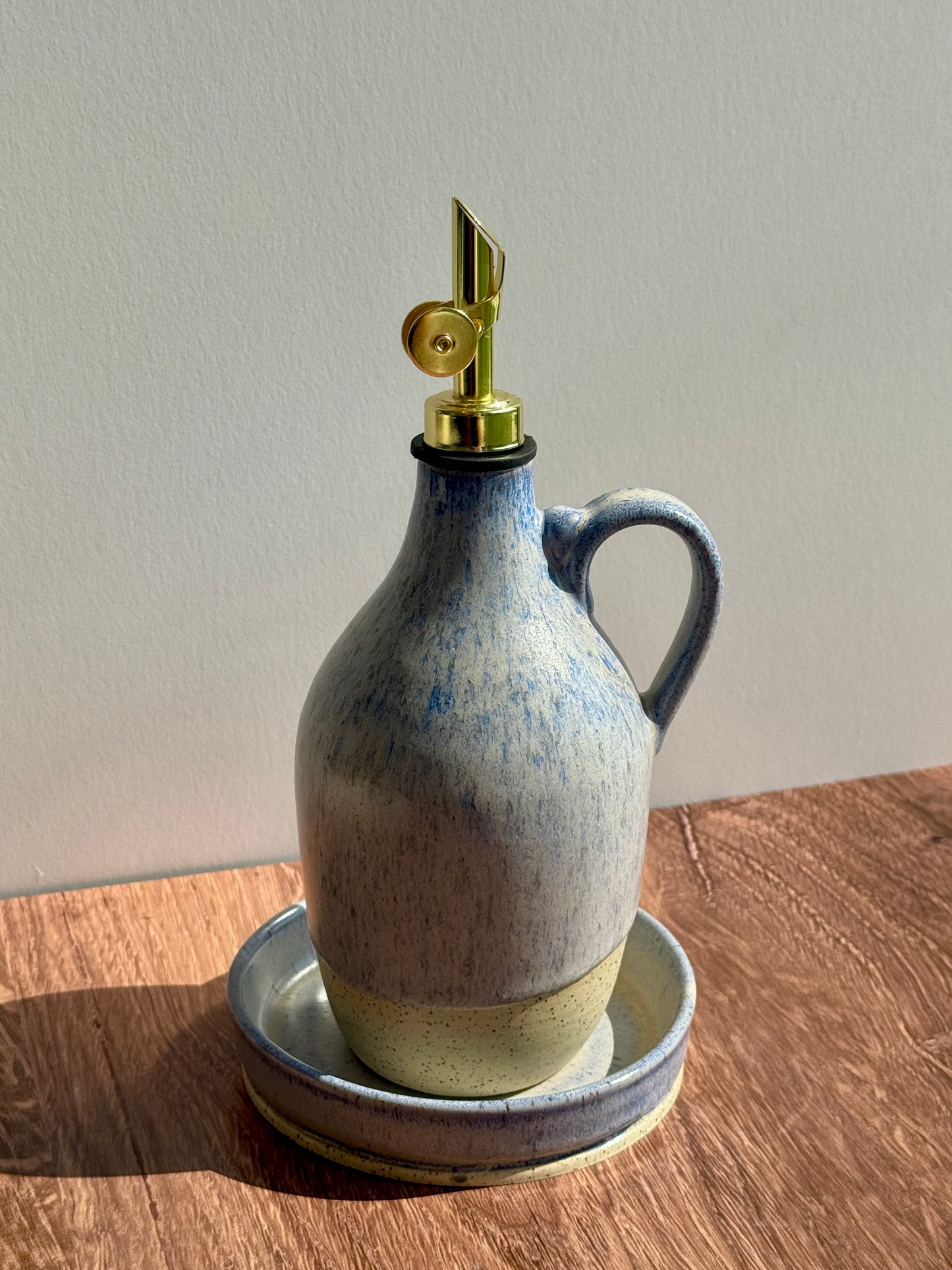Pastel Blue Oil Cruet & Dish Set